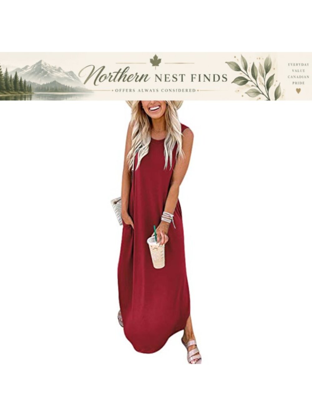 Loose Sleeveless Split Maxi Dress Beach Summer Casual Sundress
